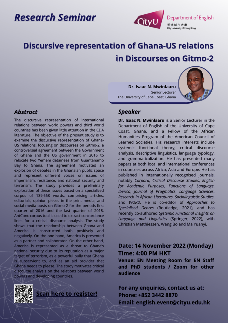 EN Monday Research Seminar by Isaac Mwinlaaru