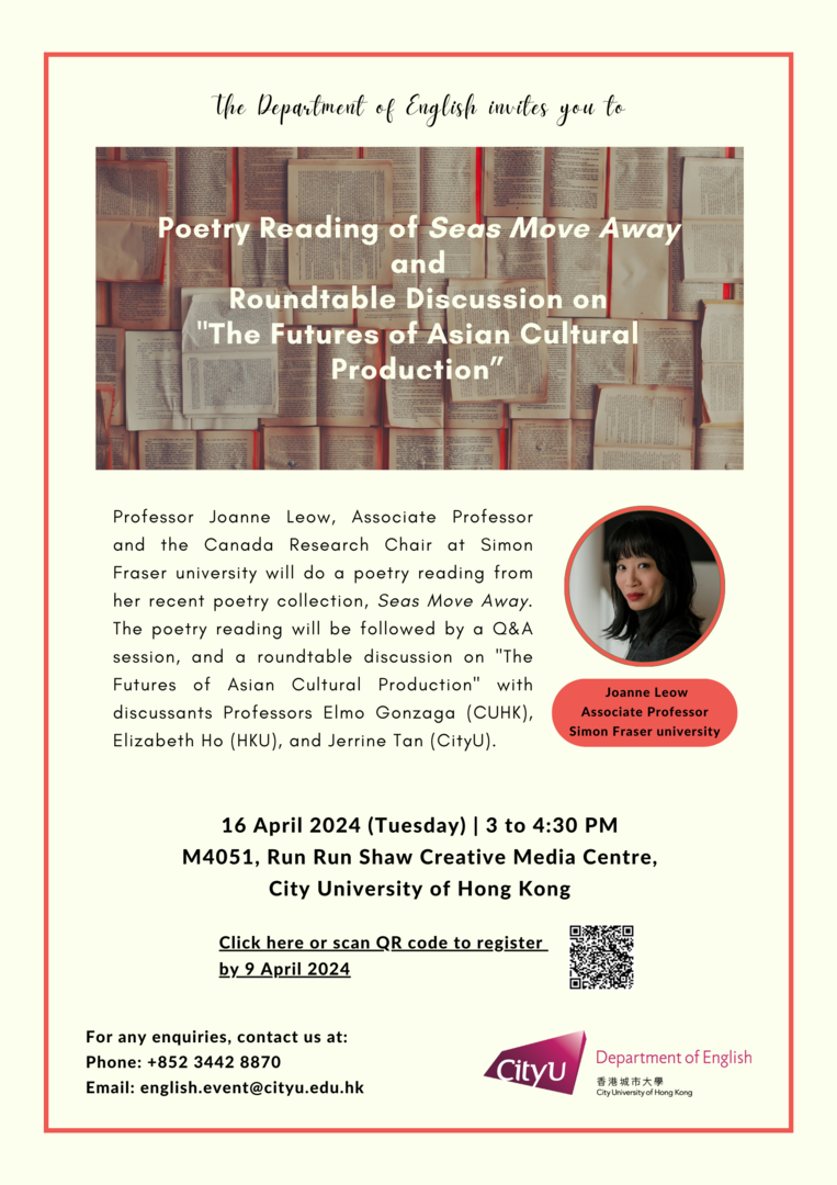 Poetry reading and roundtable discussion 16 Apr 2024