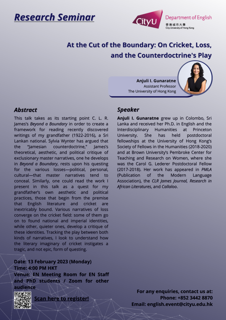 Research Seminar by Anjuli Gunaratne