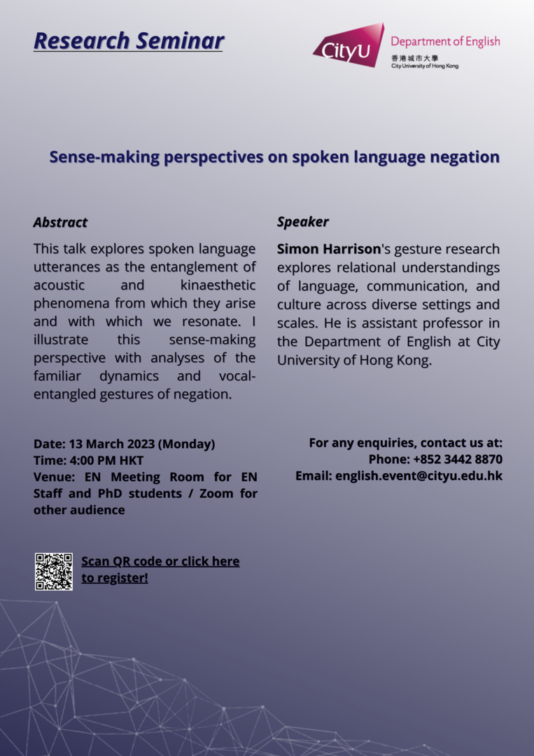 Research Seminar by Simon Harrison