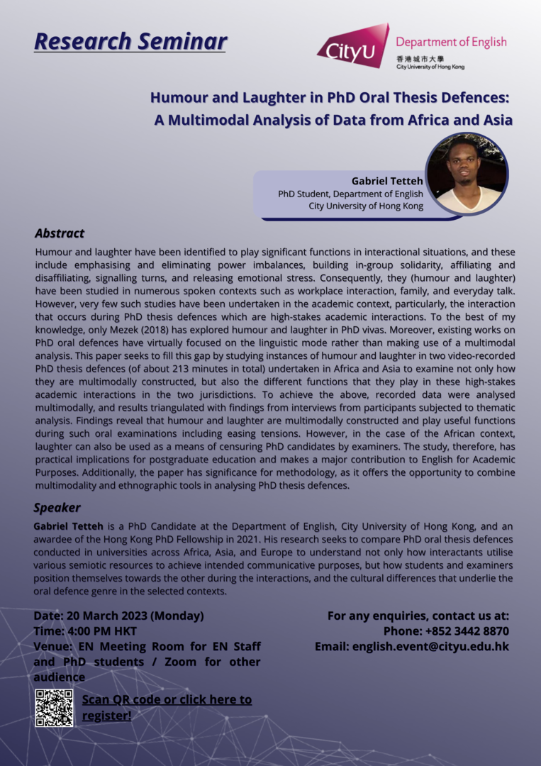 Research Seminar by Gabriel Tetteh