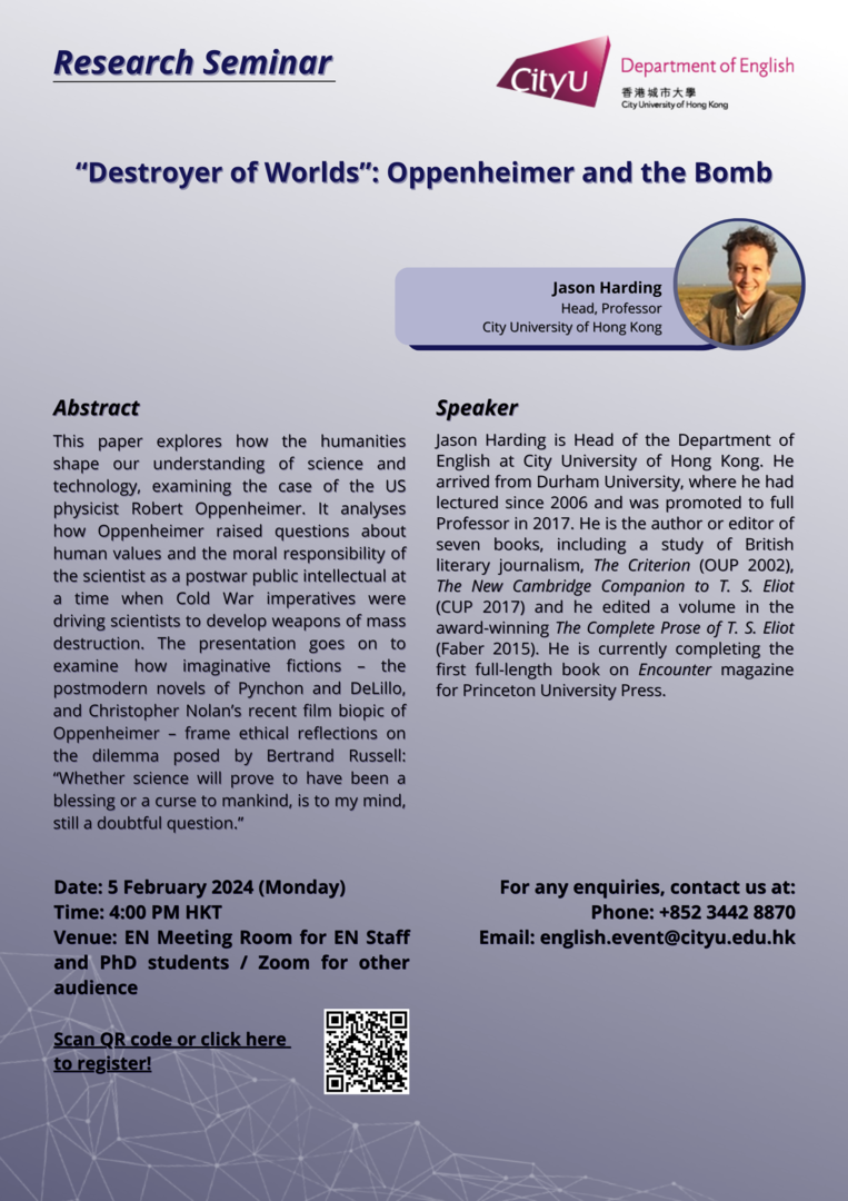 Research Seminar by Jason Harding