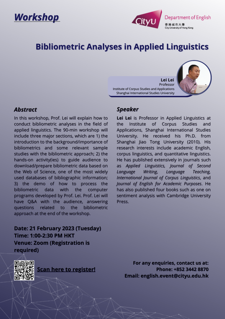 Workshop: Bibliometric Analysis in Applied linguistics